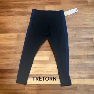 TRETORN, XL, BLACK with WHITE and BLUE TRIM, NWT YOGA PANTS
